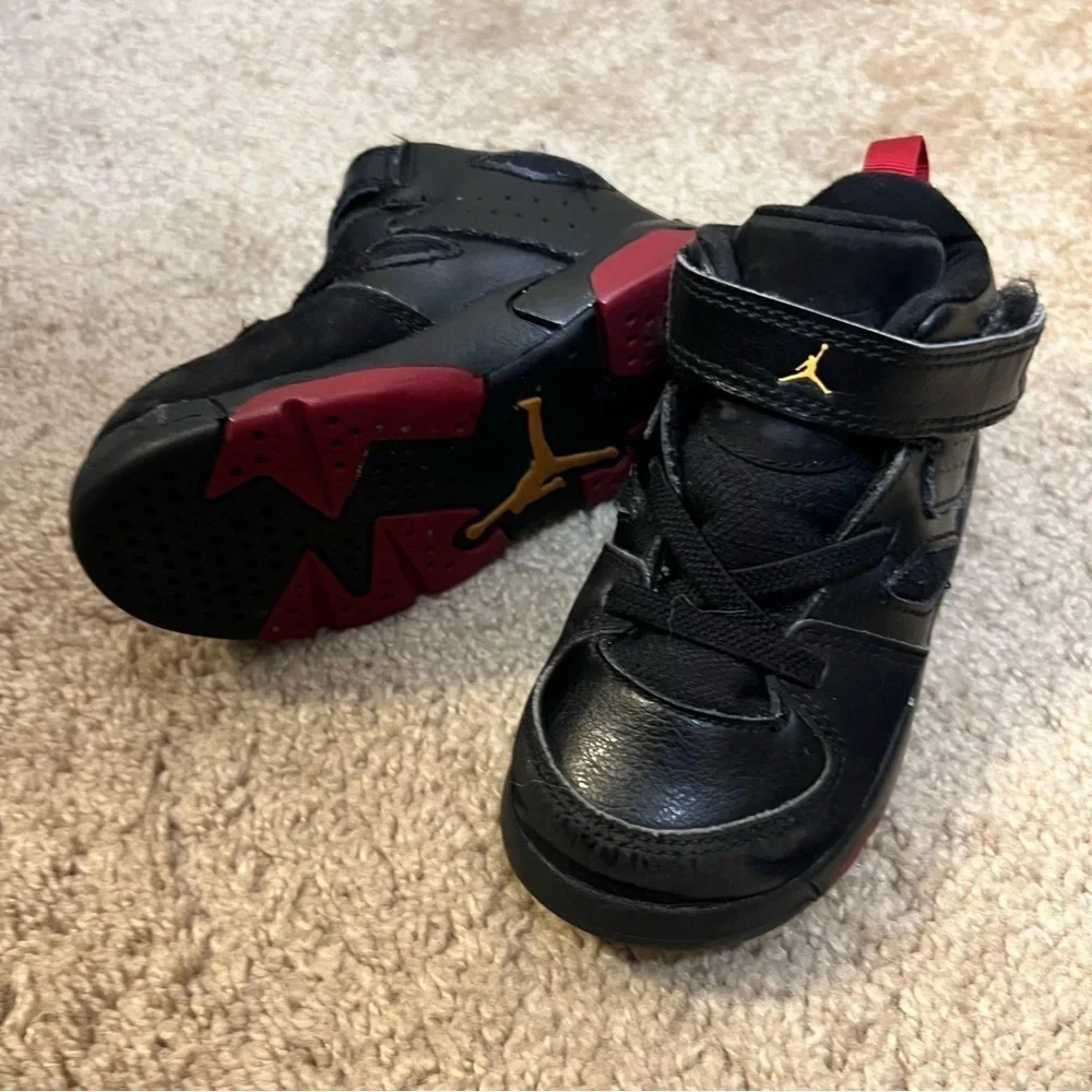 NIKE JORDAN FLIGHT CLUB 91 555330-067 SHOES SIZE 7C TODDLER BLACK RED SNEAKERS